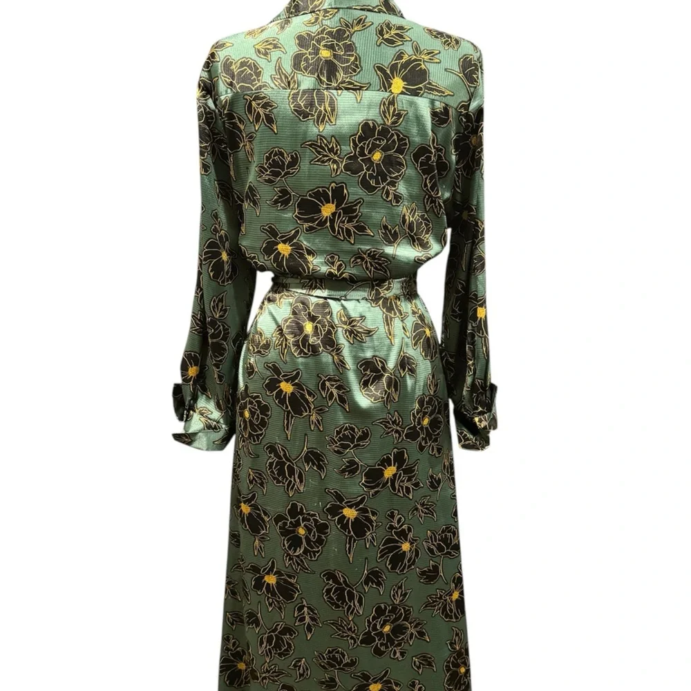 Who What Wear Green Floral Long Sleeve Dress - Picture 2 of 8